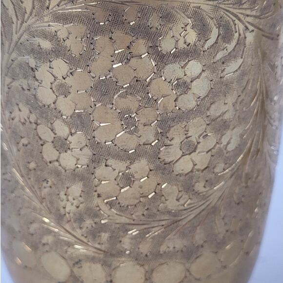 Vintage Brass Sign Engraved Indian Lassi Cup Pair Ornate Boho Collectible‎ Decor - Picture 8 of 11